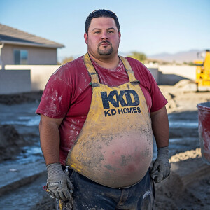 Michael Angelucci a shirtless Caucasian Latino concrete mixer op...