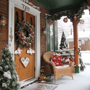 Create a gingerhouse themed porch, cute, warm