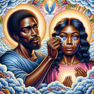 Ensure that the image distinctly represents both Jesus Christ an...
