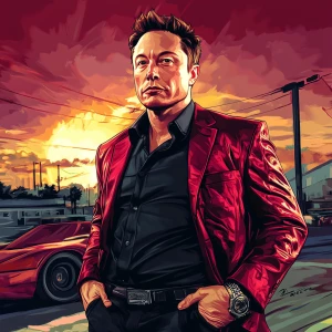 Elon Musk in GTA art style — — highly detailed character portra...