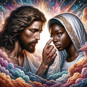 Ensure that the image distinctly represents both Jesus Christ an...