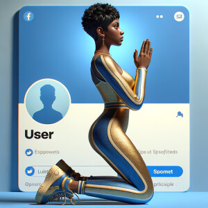 Create a 3D illustration of a realistic light skinned African-Am...