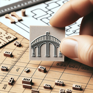 Сделай чертеж фишки в форме моста, длинной 1 см. это очень малье...