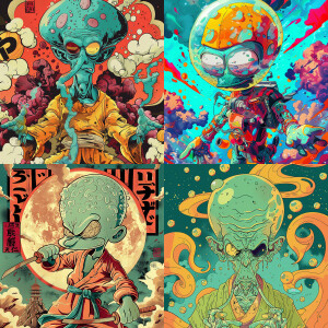 Akira Toriyama art style of Squidward