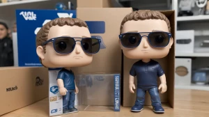 Create a Funko Pop figurine of Mark Zuckerberg, styled in the di...