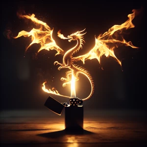 "In the dim glow of a room, a flick of a lighter releases a flam...