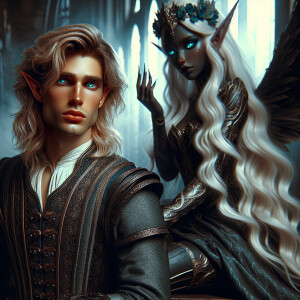 Caranthir-Ar-Fieniel from the Witcher kneels down before Tier Ha...