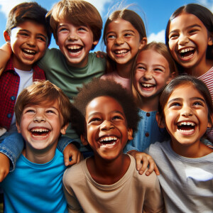 Niños riendo a carcajadas