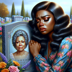 A beautiful light-skinned African-American woman with long wavy...