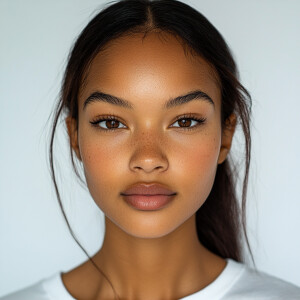 Portrait of a 19-year-old Blasian woman with a Californian vibe,...