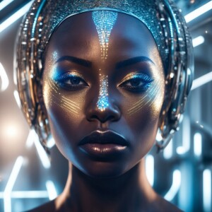 Generate a computer-generated holographic image of a futuristic...