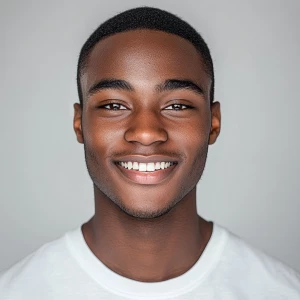 A 22-year-old African American man with a clean-shaven face and...
