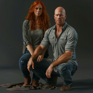 A photorealistic high resolution image. Light ginger haired fema...