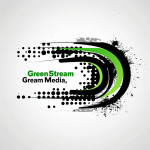 Create a logo for "GreenStream Media," a social media management...