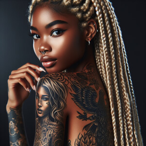 Design a striking photo of a beautiful and dainty black woman lo...