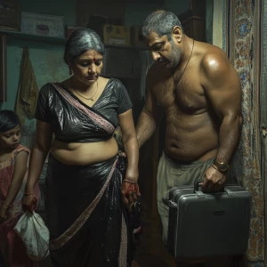 Realistic art ,a 54-year-old Gujarati aunty who works as a house...