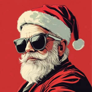 Santa Claus in sunglasses as the godfather of the mafia. Use car...