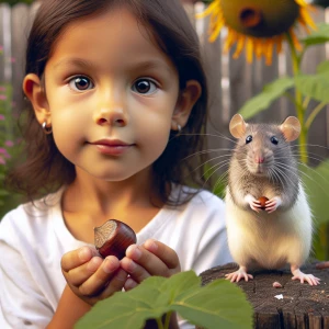 A rat and a girl with hazelnut