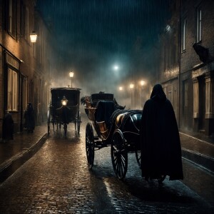 A ghostly skeletal apparition, draped in a frayed black cloak, s...