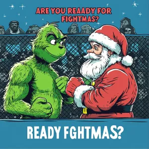 Grinch and Santa Claus are fighting in the octagon. They are sta...