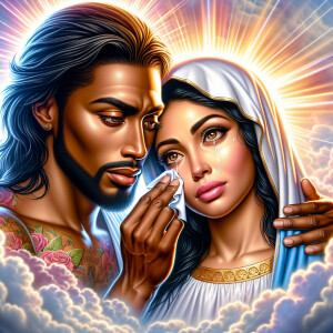 Ensure that the image distinctly represents both Jesus Christ an...