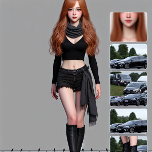 Photorealistic image.long Ginger haired, fair skinned,  female,...