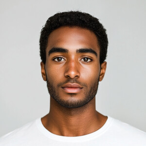 Create an image of a 22-year-old handsome African American man w...