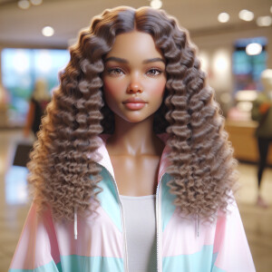 Generate an 3-D realistic image featuring a light skin African-A...