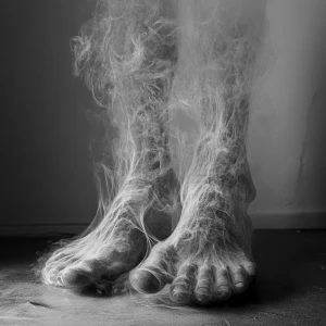 Double exposure horror vapor feet entity