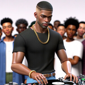 3D image of a Handsome LIGHT SKIN African American young DJ. He...