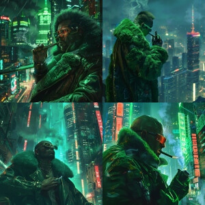 Cyberpunk background with futuristic architecture gangster with...