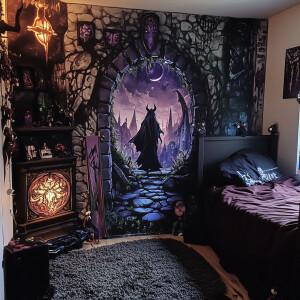 Portal on the wall of my messy bedroom where Lady Death lives by...