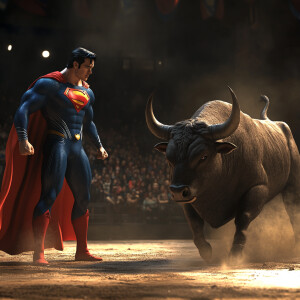 Create an 3d animated scene showcasing a dramatic confrontation...