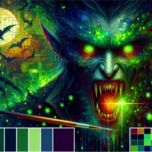 errie vampire with green glowing eyes detailed matte painting, d...