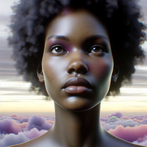 3 D image of a beautiful African American woman you only see her...
