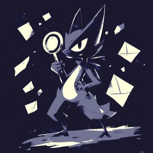 A vigilant Marowak silhouette holding a magnifying glass-shaped...