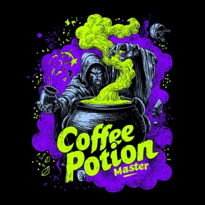 vector illustration of a hand-drawn wizard in a flowing cloak br...