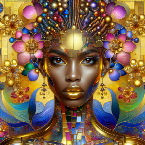 Futuristic beautiful photogenic 3-D realistic, African-American...