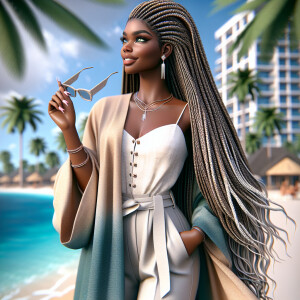 3-D image of a beautiful African-American woman HER SKIN IS A LI...