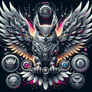 Amidst swirling patterns of rococo elegance, a retro-futuristic...