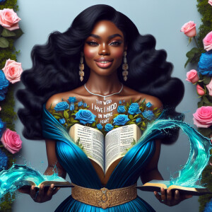 Create an image of an ultra-light-skinned African-American woman...
