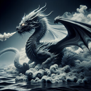 A Seasmoke dragon 3D animated motion graphics UHD 8K