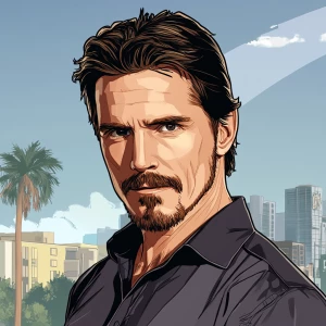generate Christian Bale meme in GTA style