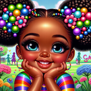 A cartoon-style digital illustration of a young African-American...