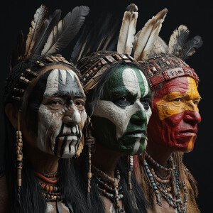 Create a realistic 3d image of 5 American natives, each individu...