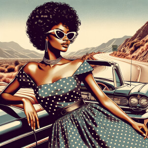 Craft an airbrushed depiction of a fashionable African American...