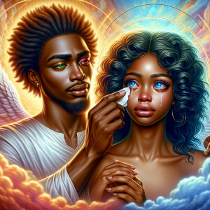Ensure that the image distinctly represents both Jesus Christ an...