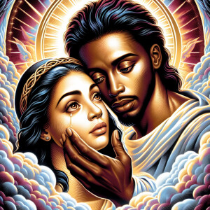Ensure that the image distinctly represents both Jesus Christ an...