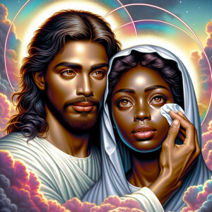 Ensure that the image distinctly represents both Jesus Christ an...