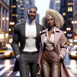 3D image of an attractive African-American couple in their mid 5...